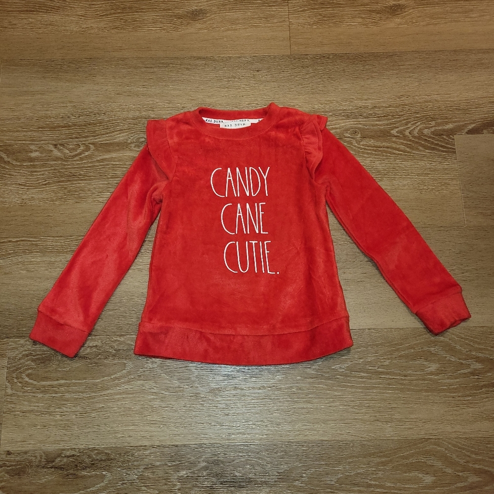 Rae Dunn Candy Cane Cutie Red Christmas Holiday Shirt Girls Size 6X NWOT